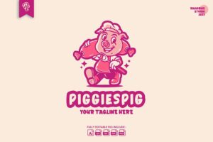 Banner image of Premium Pig Sausage Chef Classic Retro Logo  Free Download