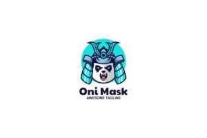 Banner image of Premium Oni Mask Mascot Cartoon Logo  Free Download