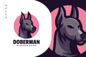 Banner image of Premium Doberman Character Cartoon Mascot Logo  Free Download