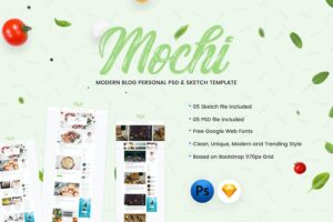 Banner image of Premium Mochi Personal Blog PSD & Sketch Template  Free Download