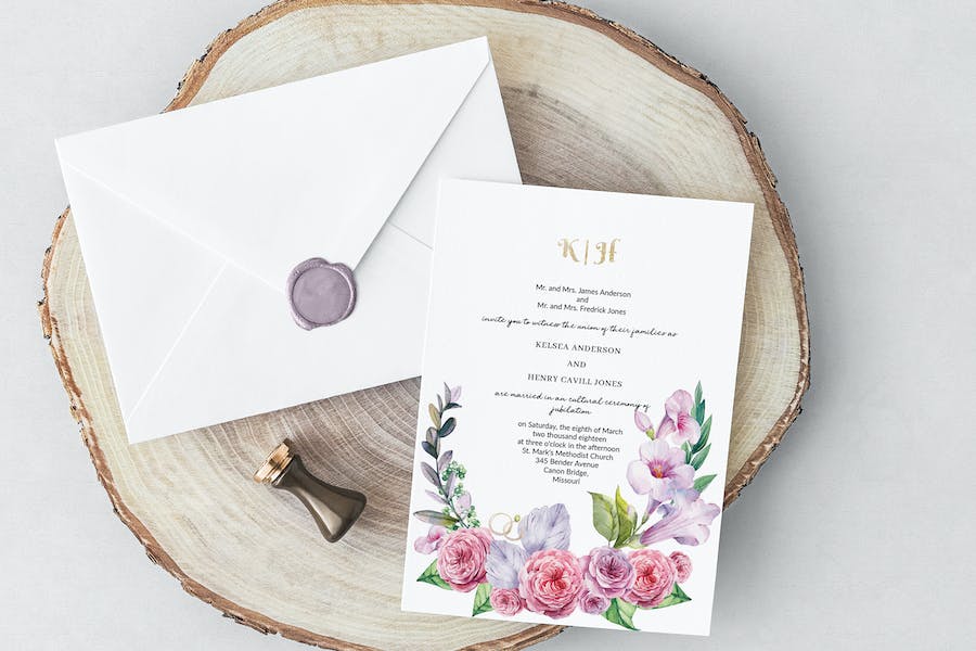 Premium Floral Wedding Invitation Card  Free Download
