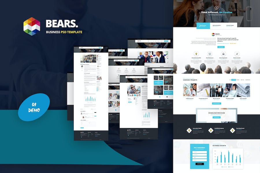 Premium Bears Business Services PSD Template  Free Download