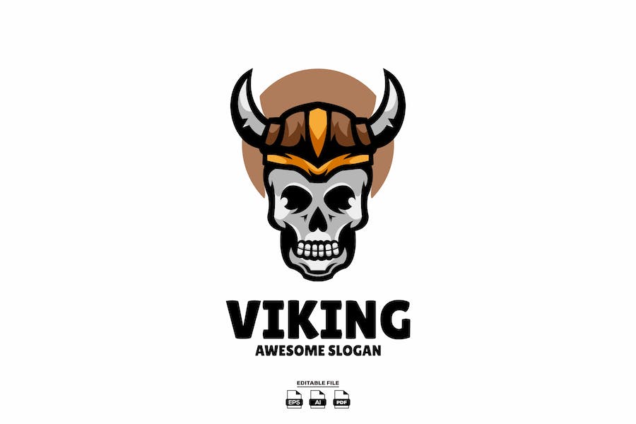 Premium Skull Viking Mascot Logo Design  Free Download
