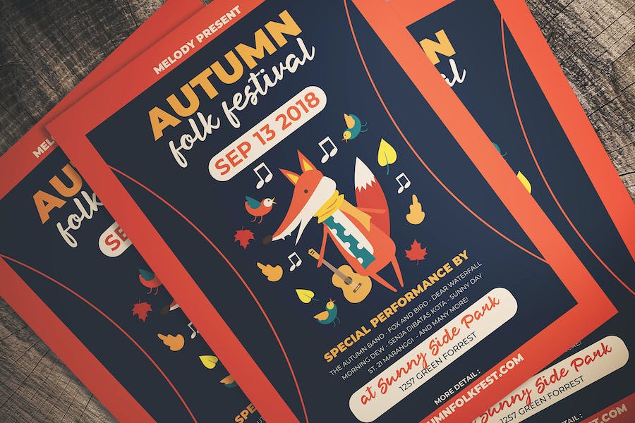 Premium Autumn Folk Fest Flyer  Free Download
