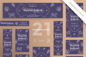 Banner image of Premium Harvest Festival Banner Pack Template  Free Download