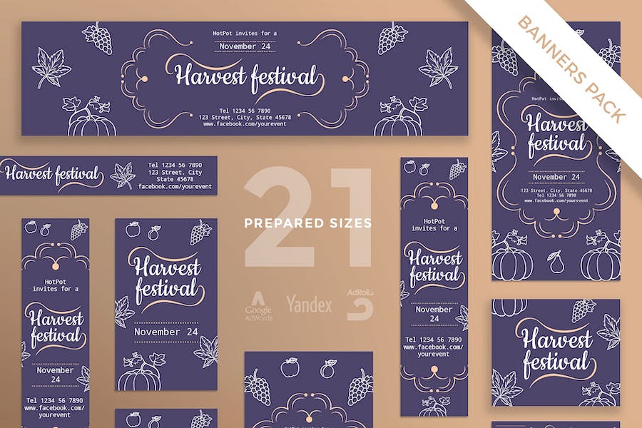 Premium Harvest Festival Banner Pack Template  Free Download