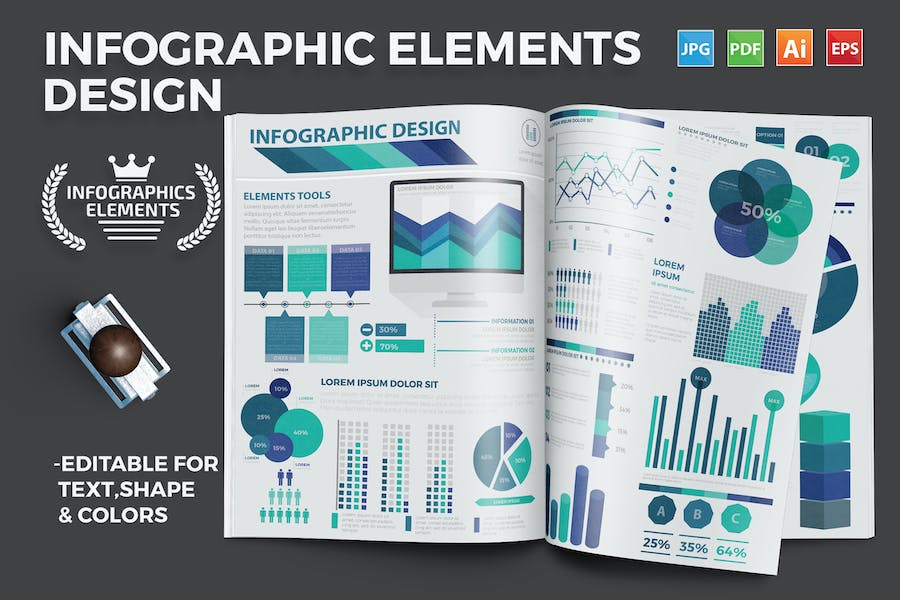 Premium Infographic Flat Elements Design  Free Download