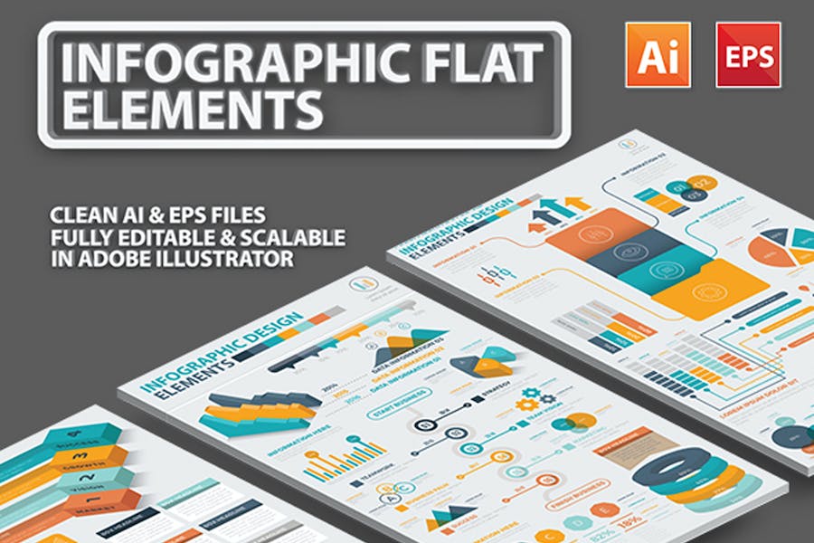 Premium  Infographic Flat Elements Design   Free Download