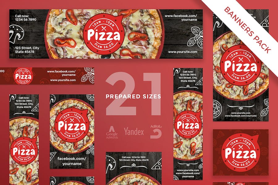 Premium Pizza Restaurant Banner Pack Template  Free Download