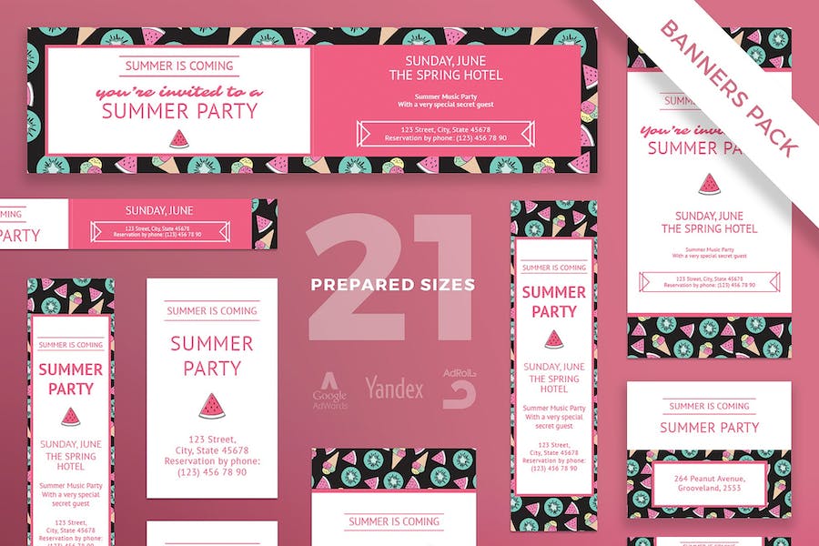 Premium Summer Party Banner Pack Template  Free Download