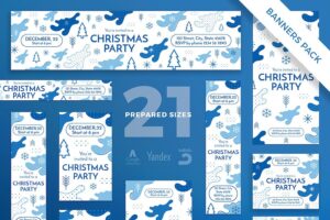 Banner image of Premium Christmas Party Banner Pack Template  Free Download