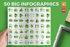 Banner image of Premium Green Infographics Design  Free Download