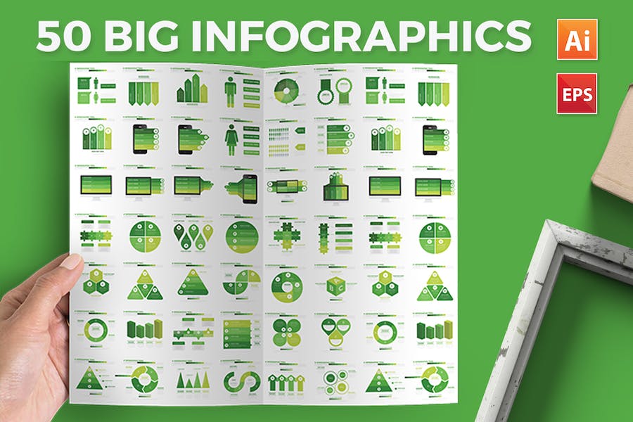 Premium Green Infographics Design  Free Download