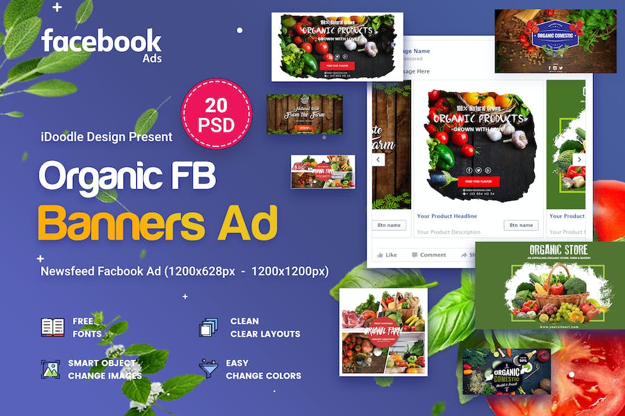Premium Organic Facebook Ads 20 PSD  Free Download