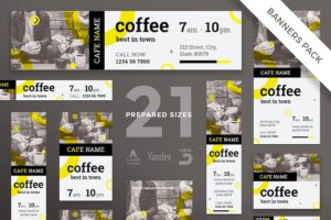Banner image of Premium Coffee Shop Banner Pack Template  Free Download