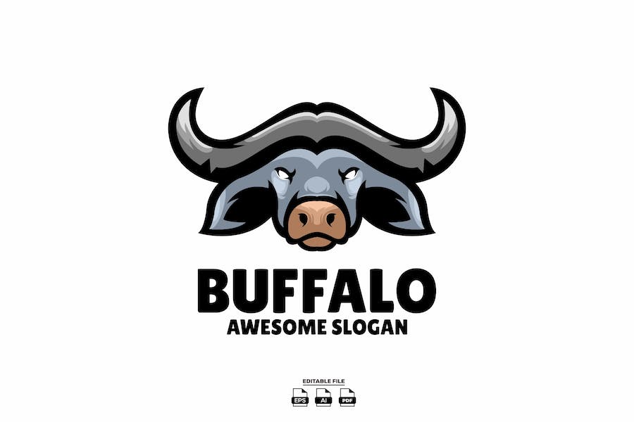 Premium Buffalo Head Mascot Design Logo  Free Download