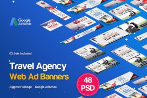 Banner image of Premium Travel Agency Banner Ads (48 PSD - 03 Sets)  Free Download