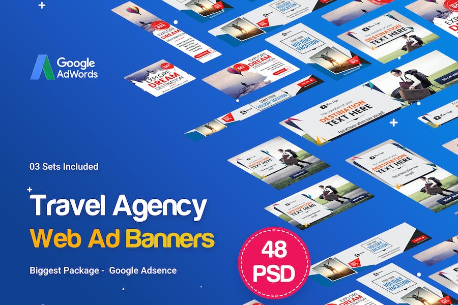 Premium Travel Agency Banner Ads (48 PSD – 03 Sets)  Free Download