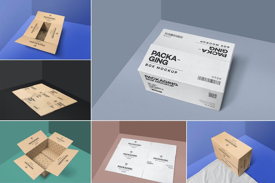 Premium 6 Packaging Box Mockups  Free Download