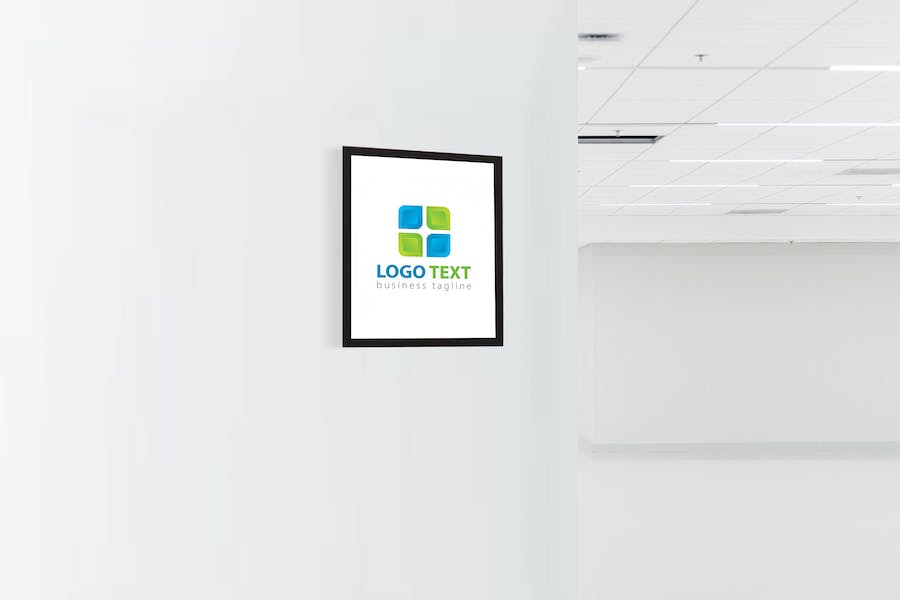Premium Square Office Wall Logo Mock Up  Free Download