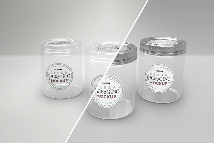 Premium Clear Jars with Metalclear Lids Packaging Mockup  Free Download