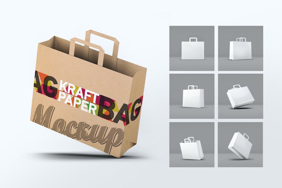 Premium Kraft Paper Bag Mock-up  Free Download