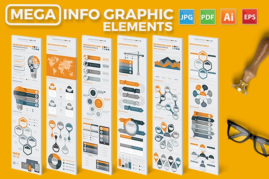 Premium Mega Infographics Elements Design  Free Download