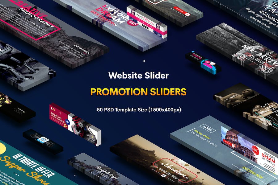 Premium Promotion Website Sliders 50 PSD  Free Download