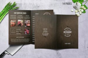 Banner image of Premium Wooden A4 Bifold 14 Pages Menu  Free Download