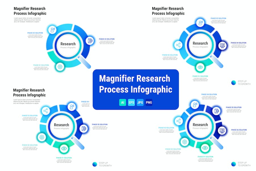 Premium Magnifier Research Process Infographic  Free Download