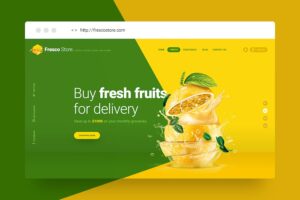 Banner image of Premium Fresco Store Fruit Hero Header Template  Free Download