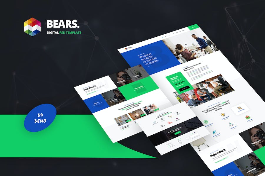 Premium Bears Digital PSD Template  Free Download