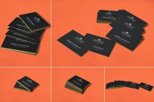 Banner image of Premium 5 Business Card Mockups in Stacked View  Free Download