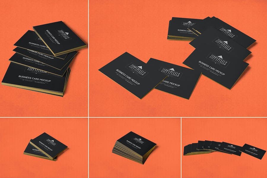 Premium 5 Business Card Mockups in Stacked View  Free Download