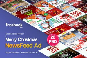 Banner image of Premium Merry Christmas Newsfeed Banners Ad 20psd  Free Download