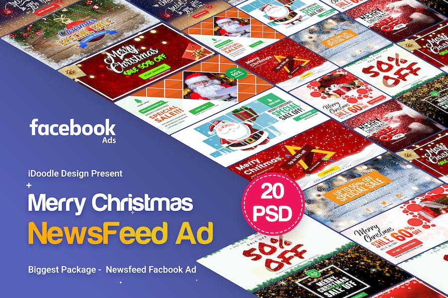 Premium Merry Christmas Newsfeed Banners Ad 20psd  Free Download