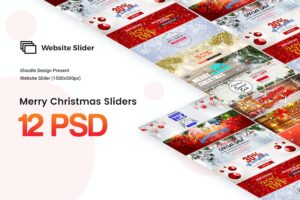 Banner image of Premium Merry Christmas Sliders Website 12psd  Free Download
