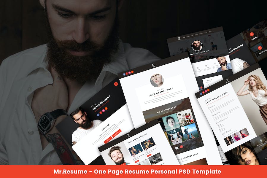 Premium MR Resume – One Page Resume Personal PSD Template  Free Download