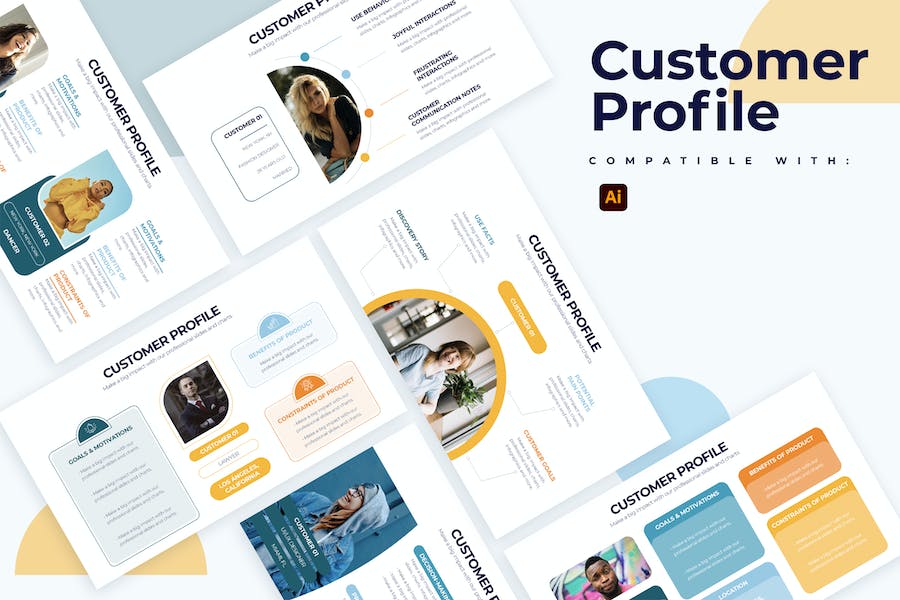 Premium Business Customer Profile Illustrator Infographics  Free Download