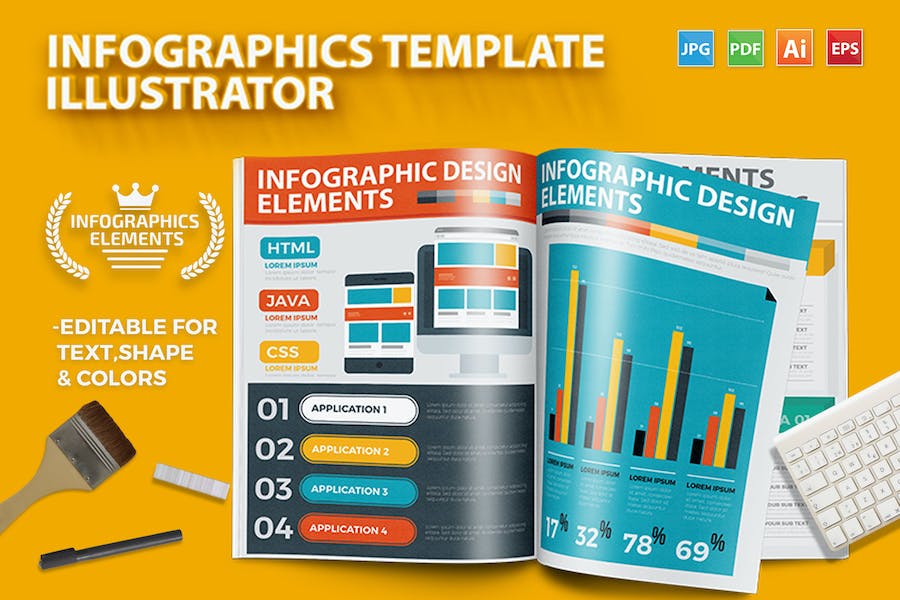 Premium Infographics Template Design 4  Free Download