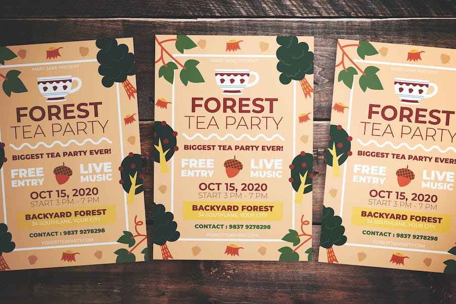 Premium Forest Tea Party Flyer  Free Download
