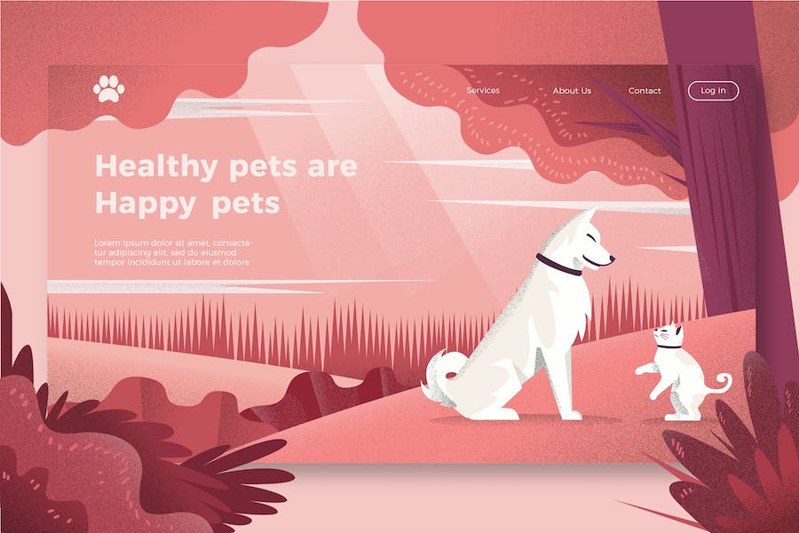 Premium Cat and Dogs Banner Landing Page  Free Download