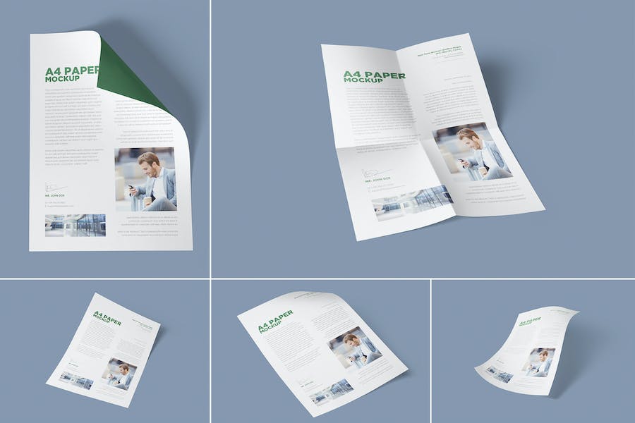 Premium 5 A4 Size Paper Mockups  Free Download