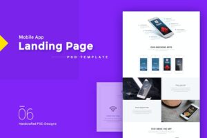 Banner image of Premium Mobile App Landing Page PSD Template  Free Download