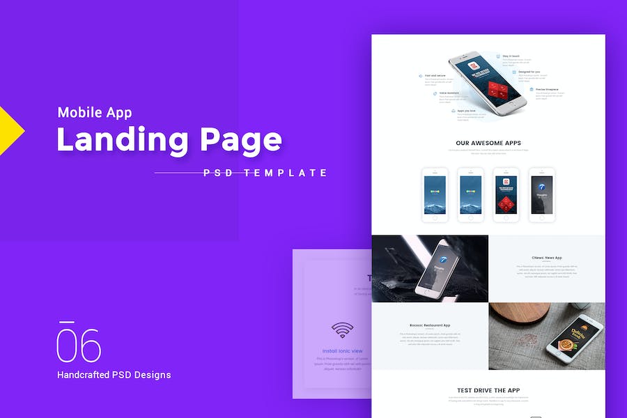 Premium Mobile App Landing Page PSD Template  Free Download