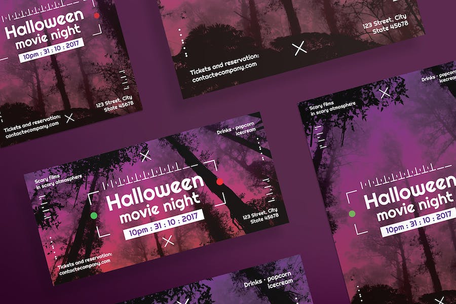 Premium Halloween Movie Night Flyer and Poster Template  Free Download