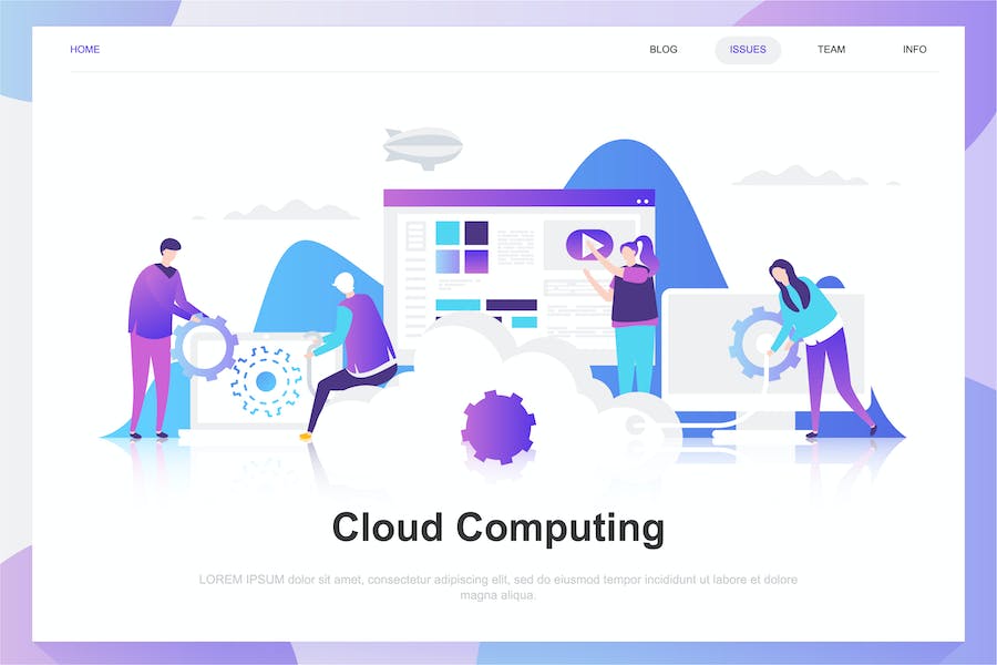 Premium Cloud Computing Flat Concept  Free Download