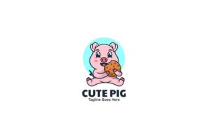 Banner image of Premium Cute Pig Mascot Cartoon Logo  Free Download