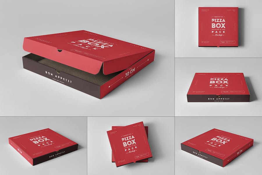 Premium 30 Pizza Box Mock Up  Free Download