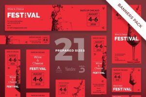 Banner image of Premium Wine Festival Banner Pack Template  Free Download